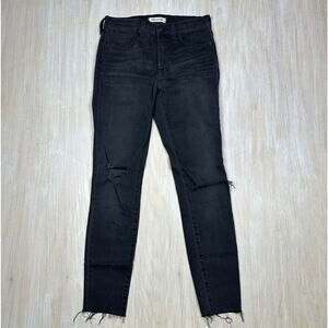 Madewell Black 9" Mid Rise Skinny Black Sea Denim Dark Wash Stretch Jeans 27